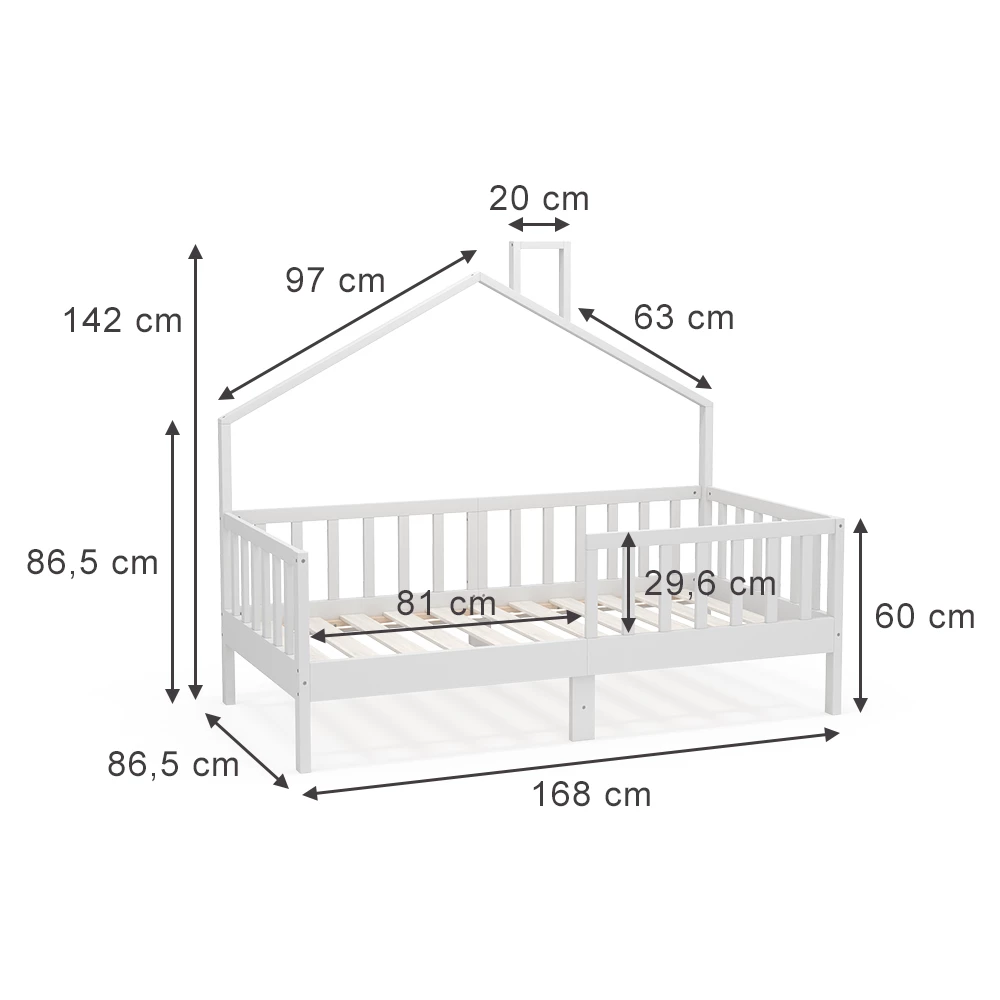 Vitalispa Lit de maison Blanc 80x160 cm, Justus