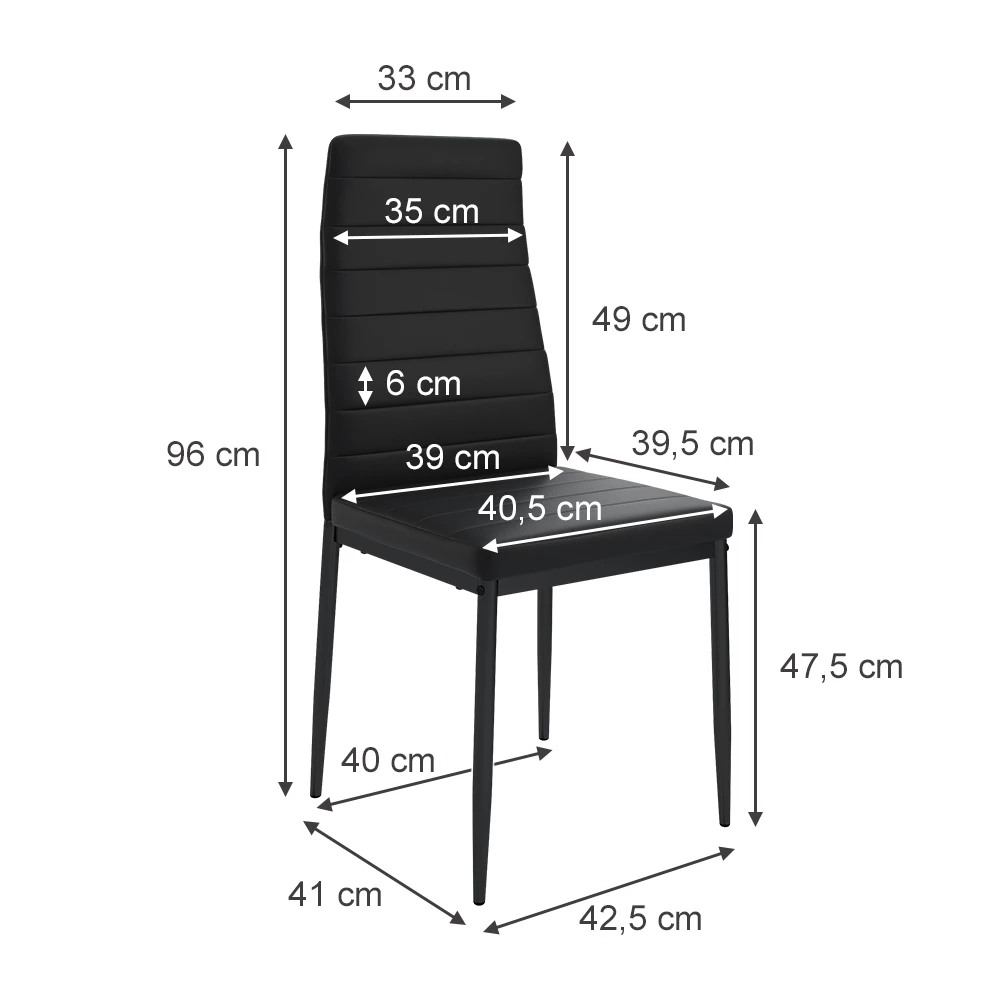 livinity® Esszimmerstuhl Schwarz 42.5 x 48 cm 6er Set, Grand