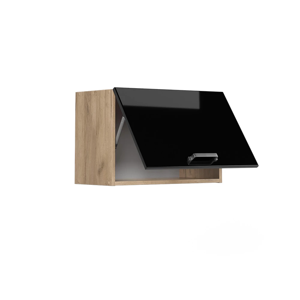 Vicco Hängeschrank "R-Line", Schwarz Hochglanz/Goldkraft Eiche, 60 cm Flach