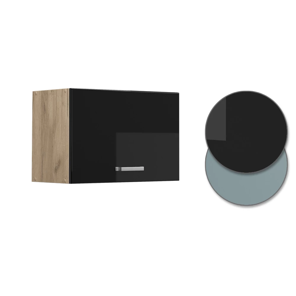 Vicco Hängeschrank "R-Line", Schwarz Hochglanz/Goldkraft Eiche, 60 cm Flach
