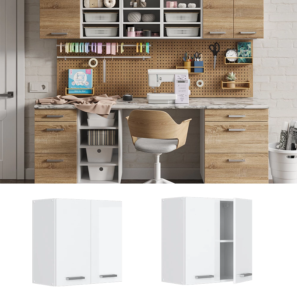 Univerzální nástěnná skříňka v barvě Bílá vysoký lesk na bílém pozadí