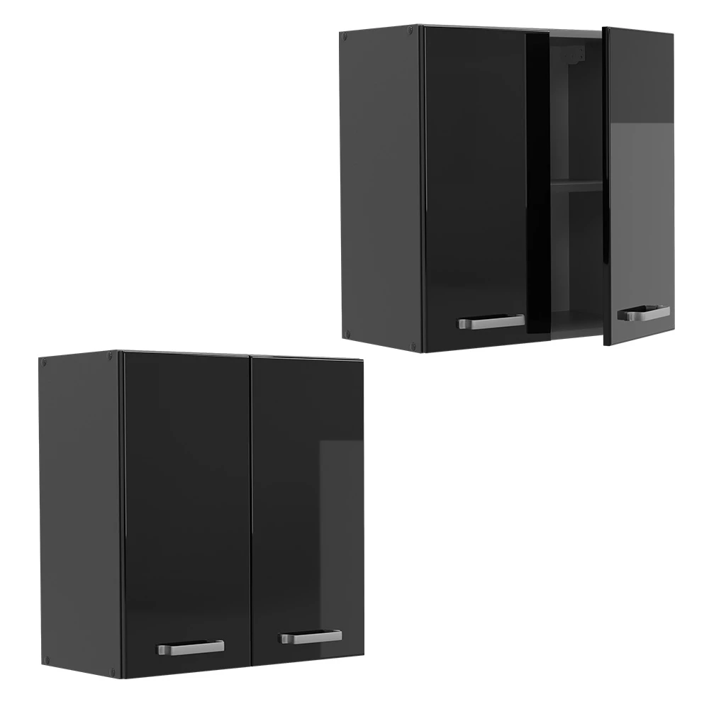 Vicco Hängeschrank "R-Line", Schwarz Hochglanz/Anthrazit, 60 cm