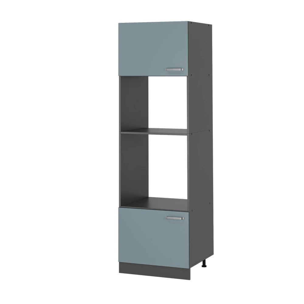 Armoire micro-ondes en Bleu-gris sur fond blanc