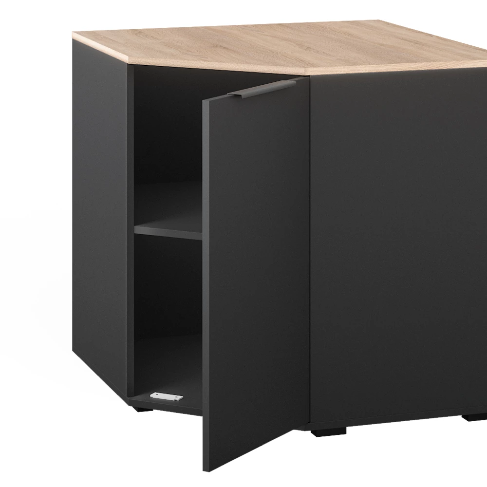 Nahaufnahme von Kommode in Anthrazit/Sonoma, zeigt Design- und Oberflächendetails