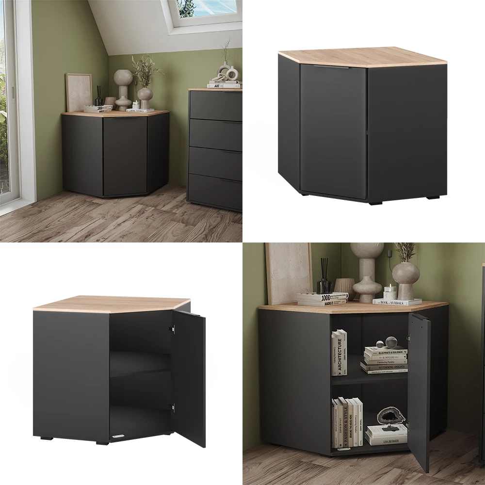 Kommode Betti Anthrazit/Sonoma 77.9 x 77.9 cm mit 1 Türen livinity®