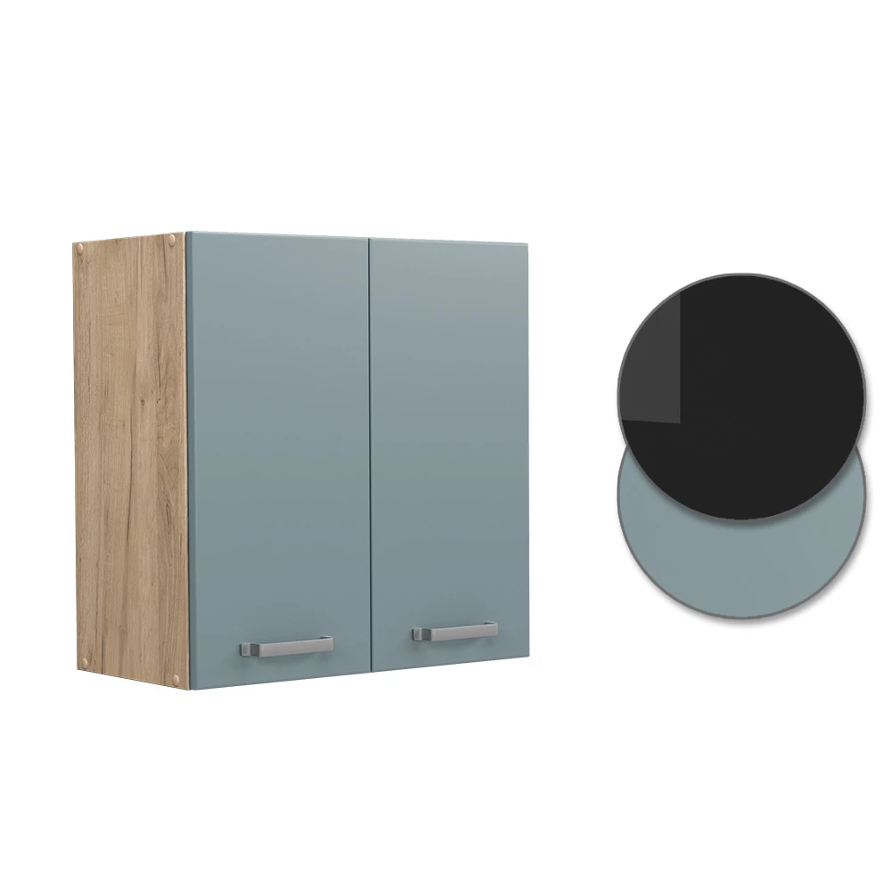Vicco Hängeschrank R-Line, hängender Küchenschrank, Blau-Grau/Goldkraft Eiche, 60 cm