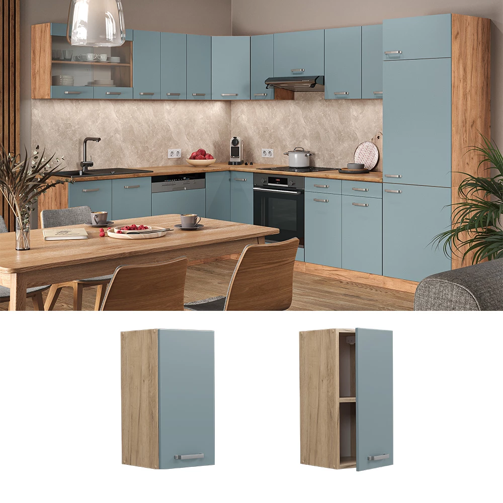 Vicco Hängeschrank "R-Line", Blau-Grau/Goldkraft Eiche, 30 cm