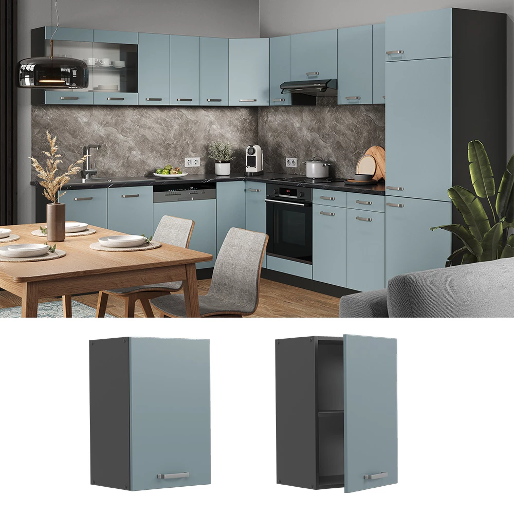 Vicco Hängeschrank "R-Line", Blau-Grau/Anthrazit, 40 cm