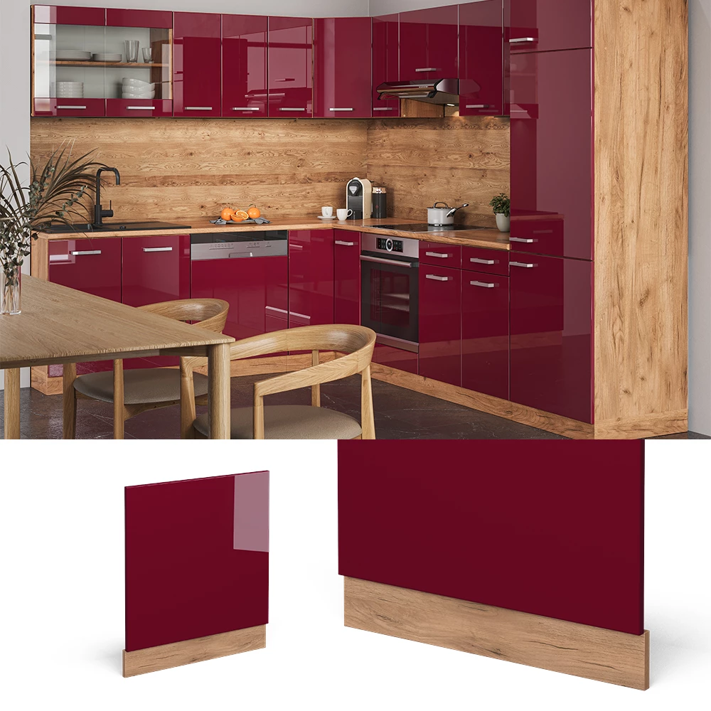 Vicco Frontblende "R-Line", Rot/Goldkraft Eiche, 60 cm ohne Arbeitsplatte