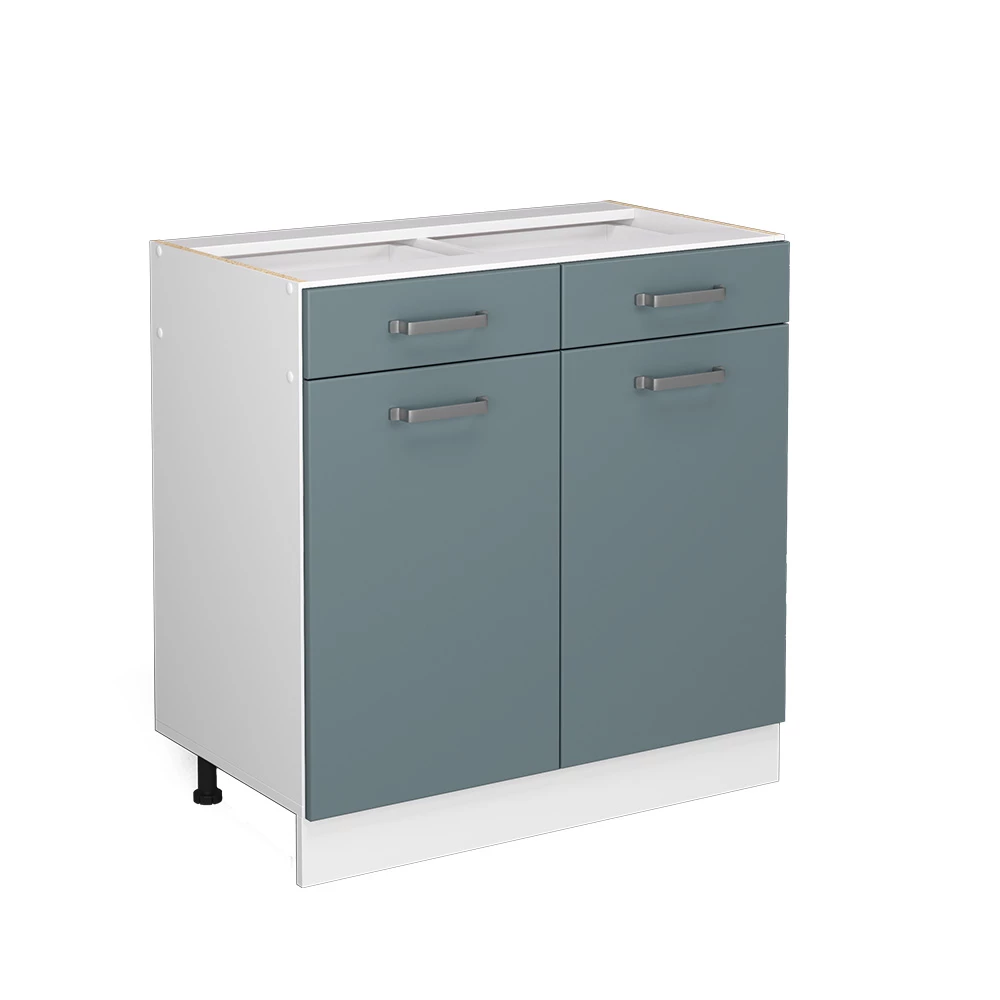 Vicco Küchenunterschrank R-Line, Schubladenschrank für die Küche, Blau-Grau, 80 cm, ohne Arbeitsplatte