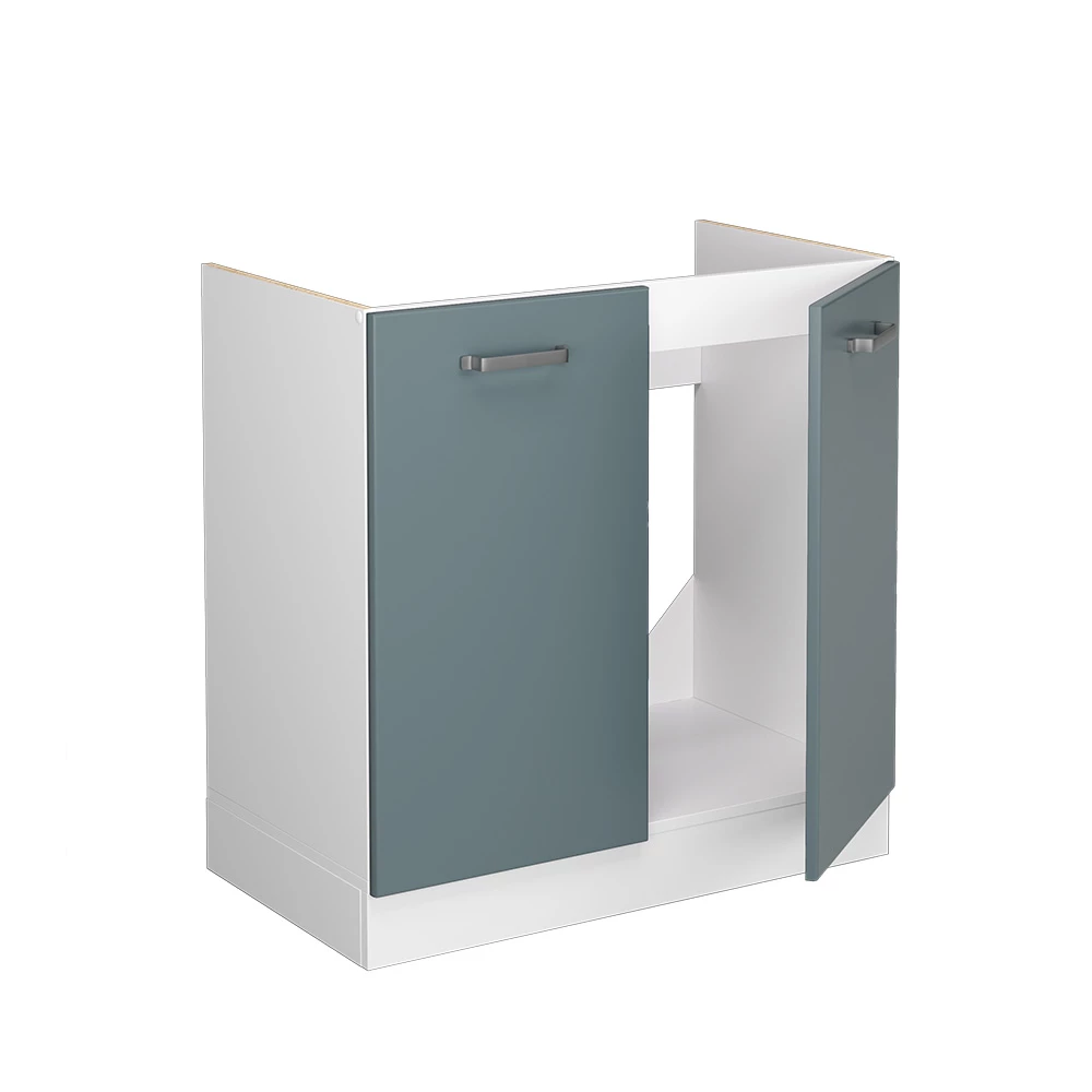 Vicco Spülenunterschrank "R-Line", Blau-Grau/Weiß, 80 cm ohne Arbeitsplatte