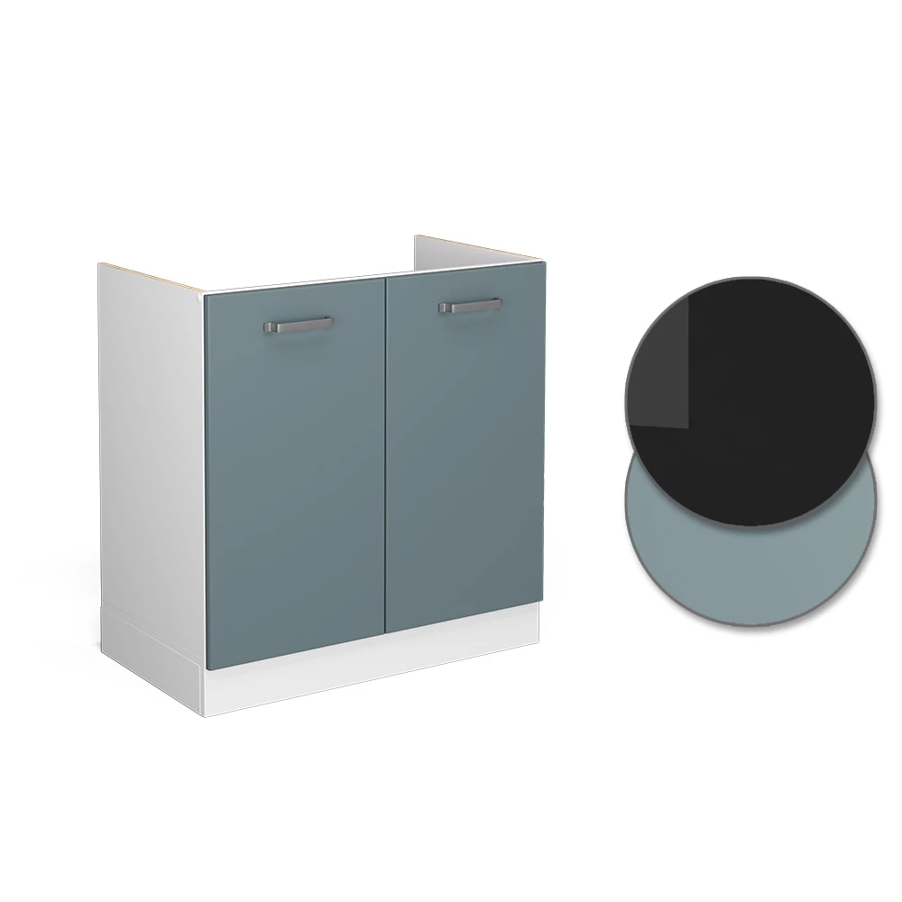 Vicco Spülenunterschrank "R-Line", Blau-Grau/Weiß, 80 cm ohne Arbeitsplatte