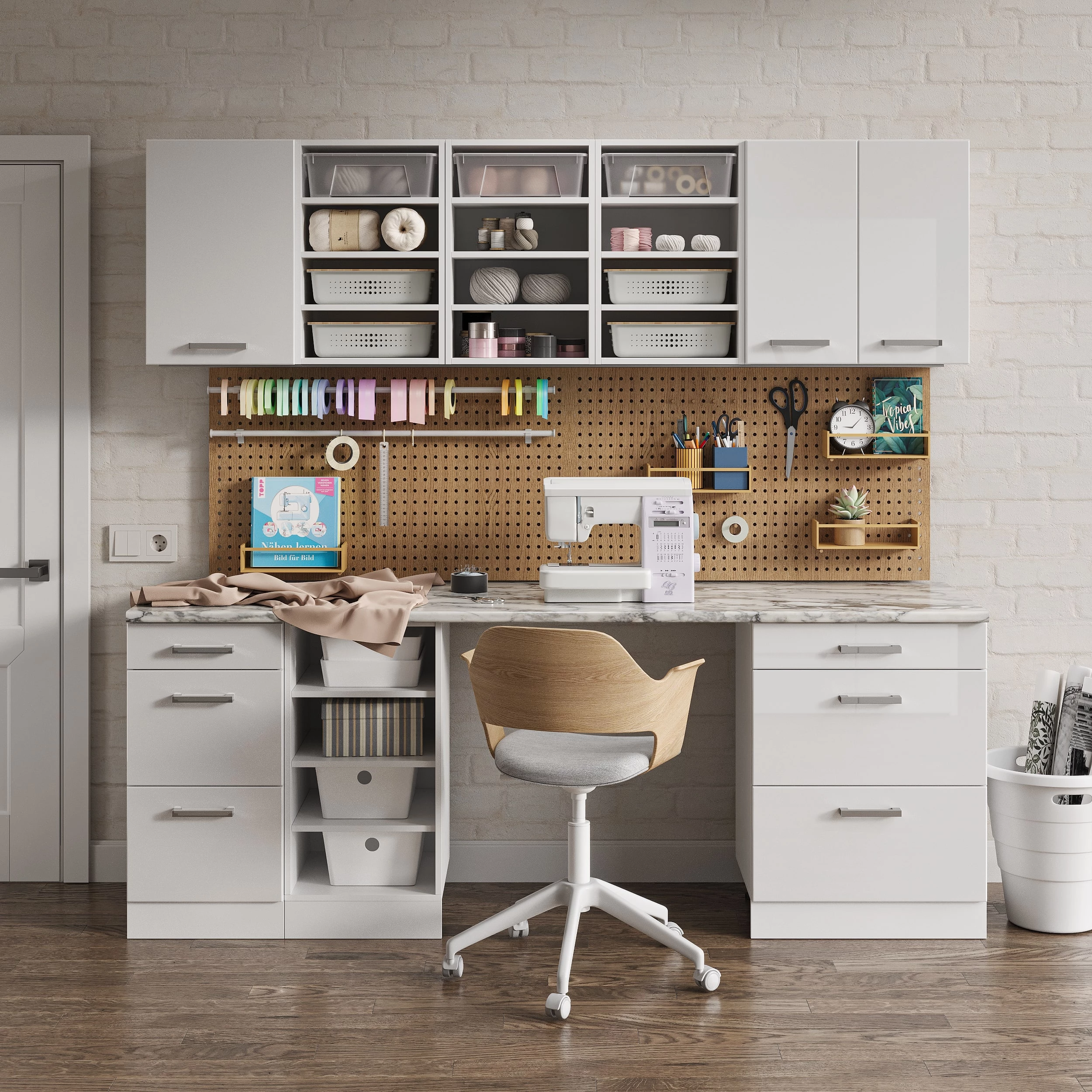 Vicco Unterschrank Weiß Hochglanz 80 cm mit Schubladen und Türen, ohne Arbeitsplatte, R-Line