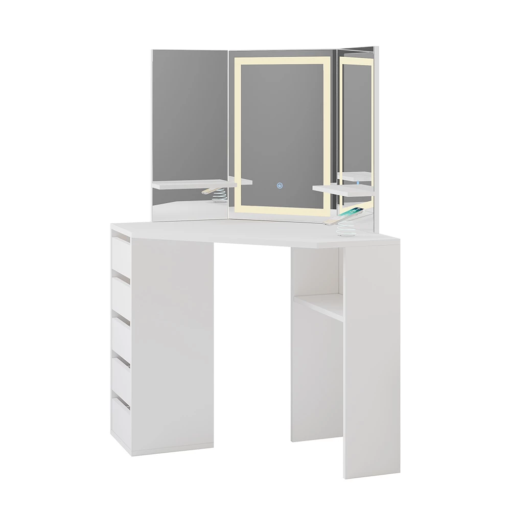 Dressing table for the corner in White on white background