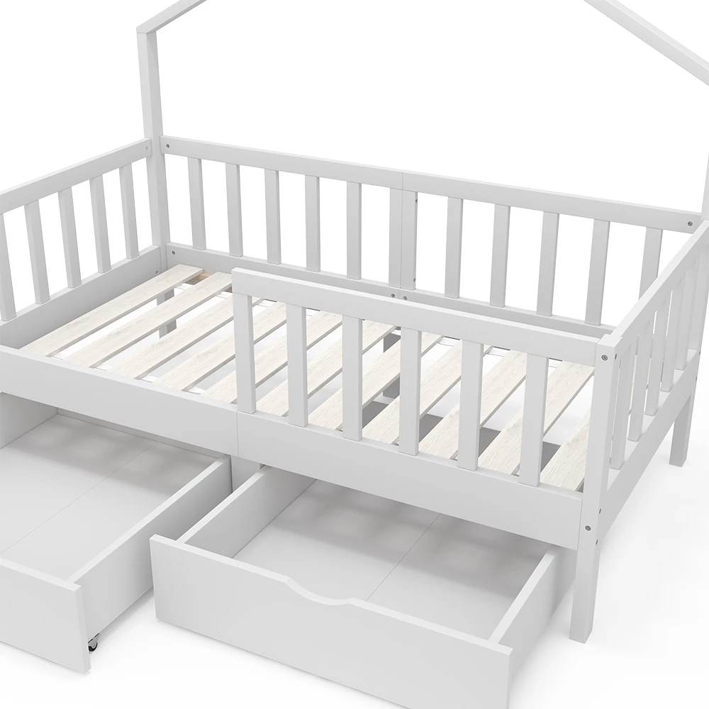 Vitalispa Letto per bambini Bianco 70x140 cm con 2 cassetti, Justus