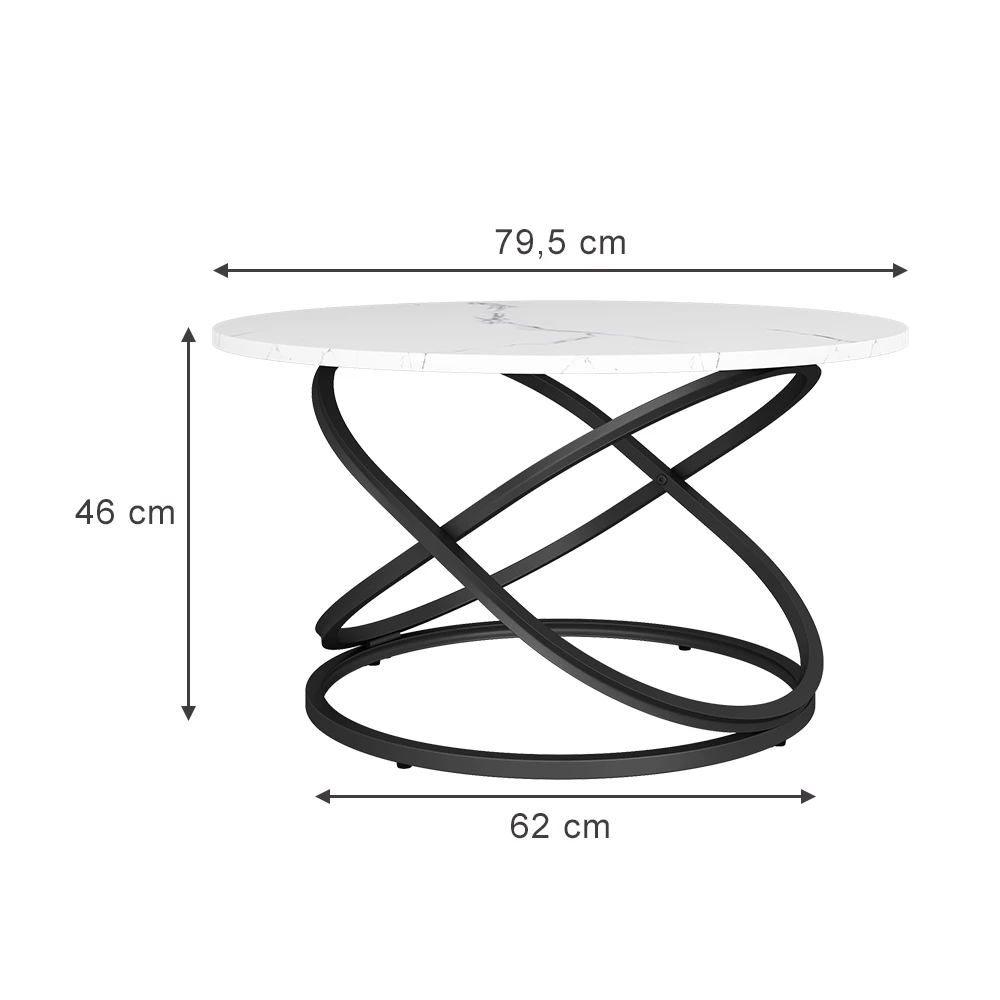 livinity® Couchtisch Weiß 79.5 x 62 cm mit großer Arbeitsfläche, Calgary