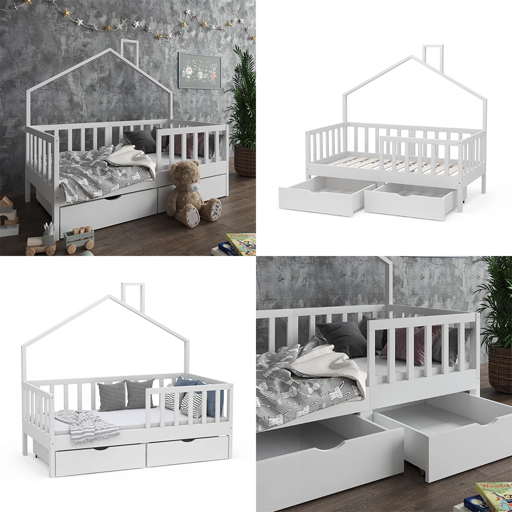 Vitalispa Letto per bambini Bianco 70x140 cm con 2 cassetti, Justus