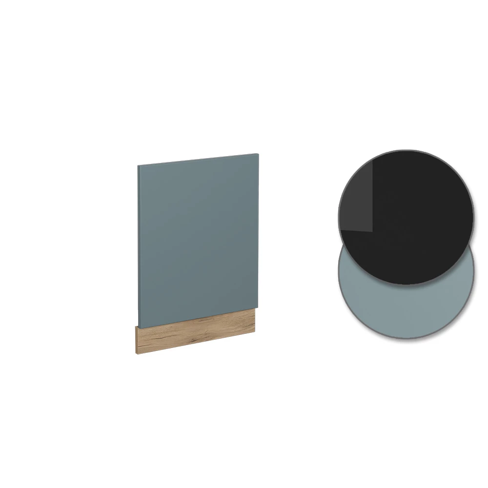 Nahaufnahme von Frontblende in Blau-Grau, zeigt Design- und Oberflächendetails