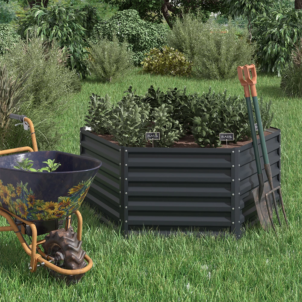 OK-Living Hochbeet Anthrazit 129 x 129 cm,