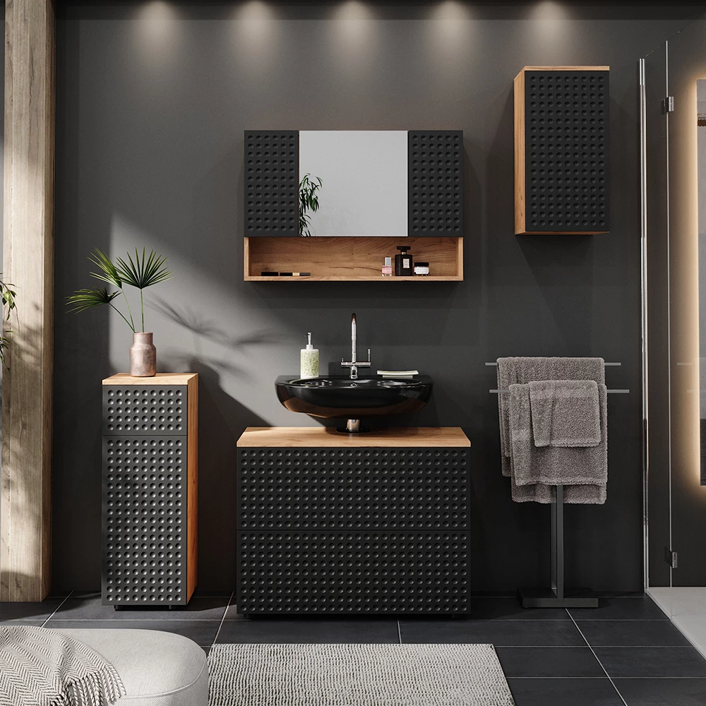 Vicco Badspiegelschrank Anthrazit gepunktet 80.1 x 55 cm, Irma