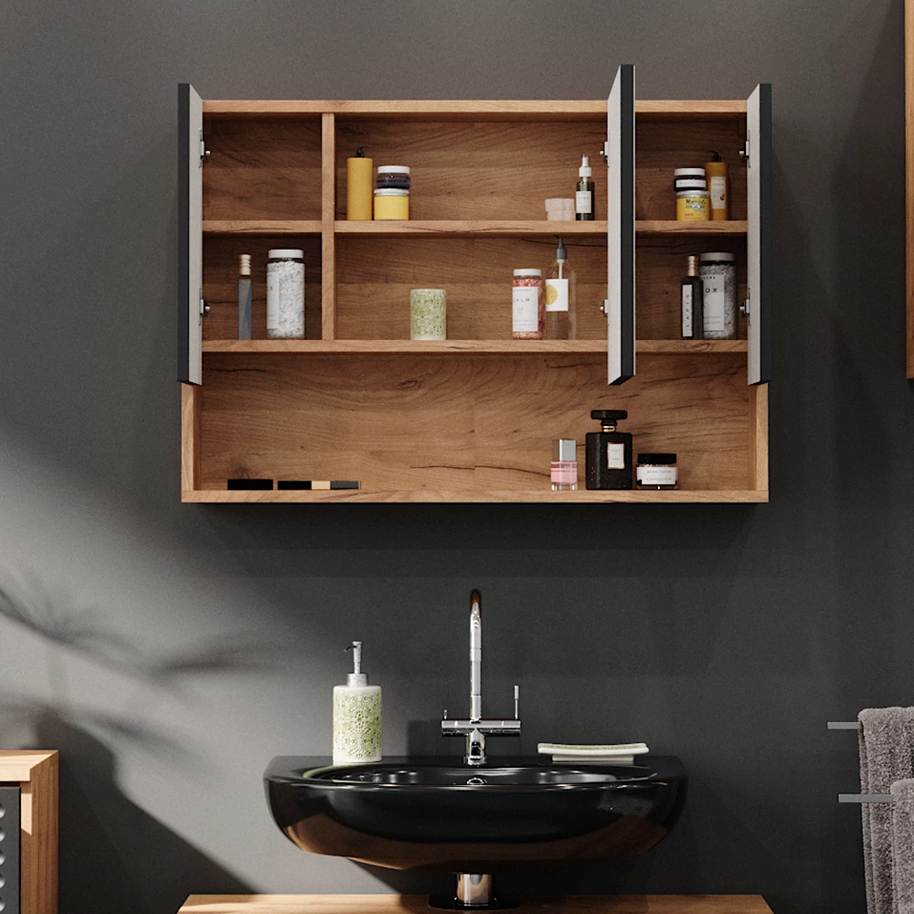 Vicco Badspiegelschrank Anthrazit gepunktet 80.1 x 55 cm, Irma