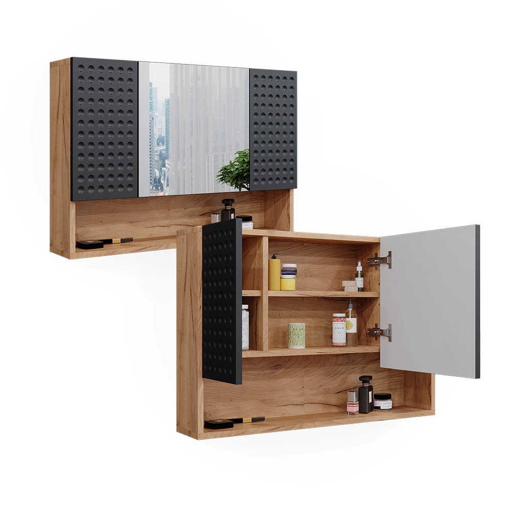 Vicco Badspiegelschrank Anthrazit gepunktet 80.1 x 55 cm, Irma