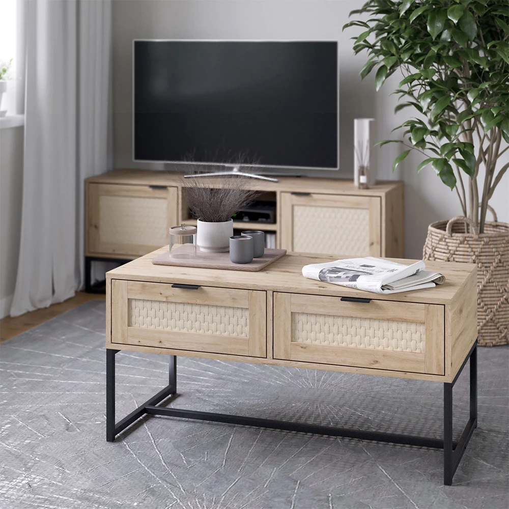 Dressoir in Sonoma, getoond in een sfeervolle omgeving met decoratie