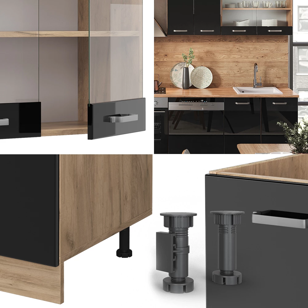 Vicco Cuisine R-Line, Chêne Artisan/Anthracite, 350 Cm Avec Armoire Haute Sans Plan De Travail 93187283