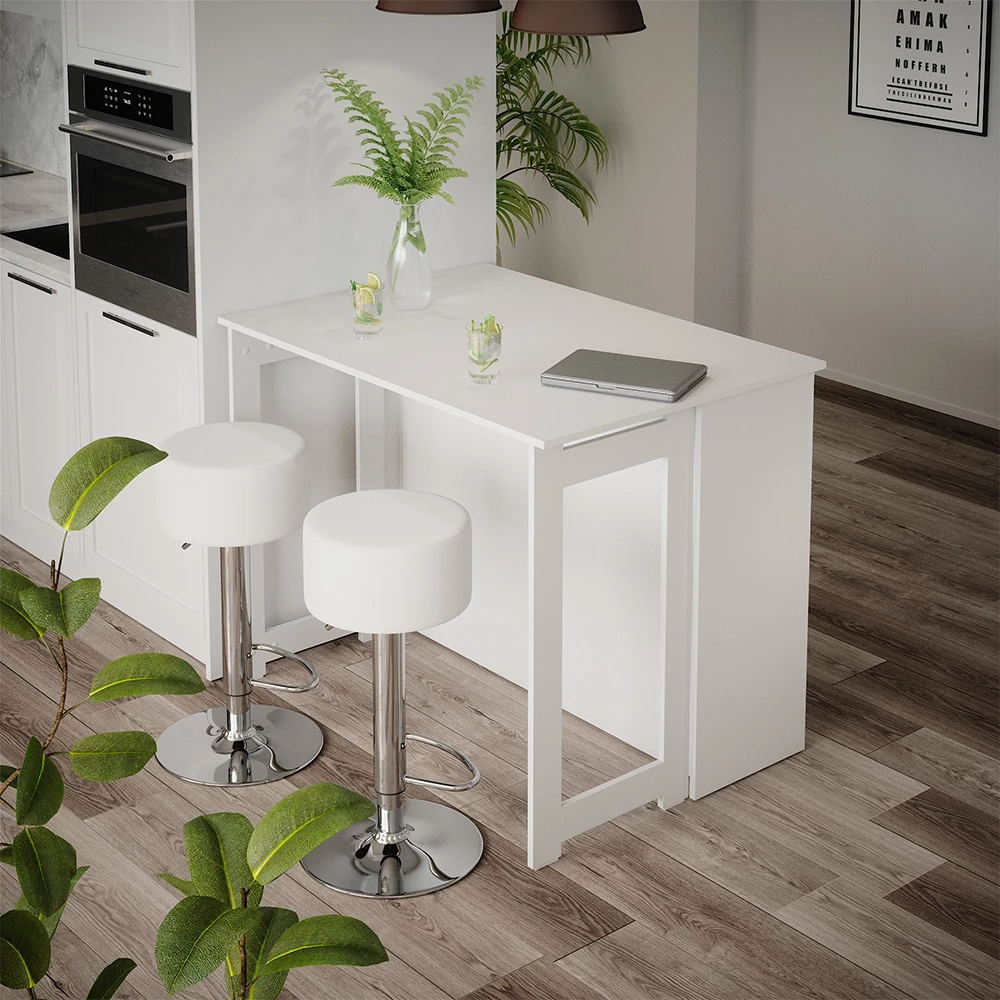 Bartisch-Set in Weiß auf weißem Hintergrund