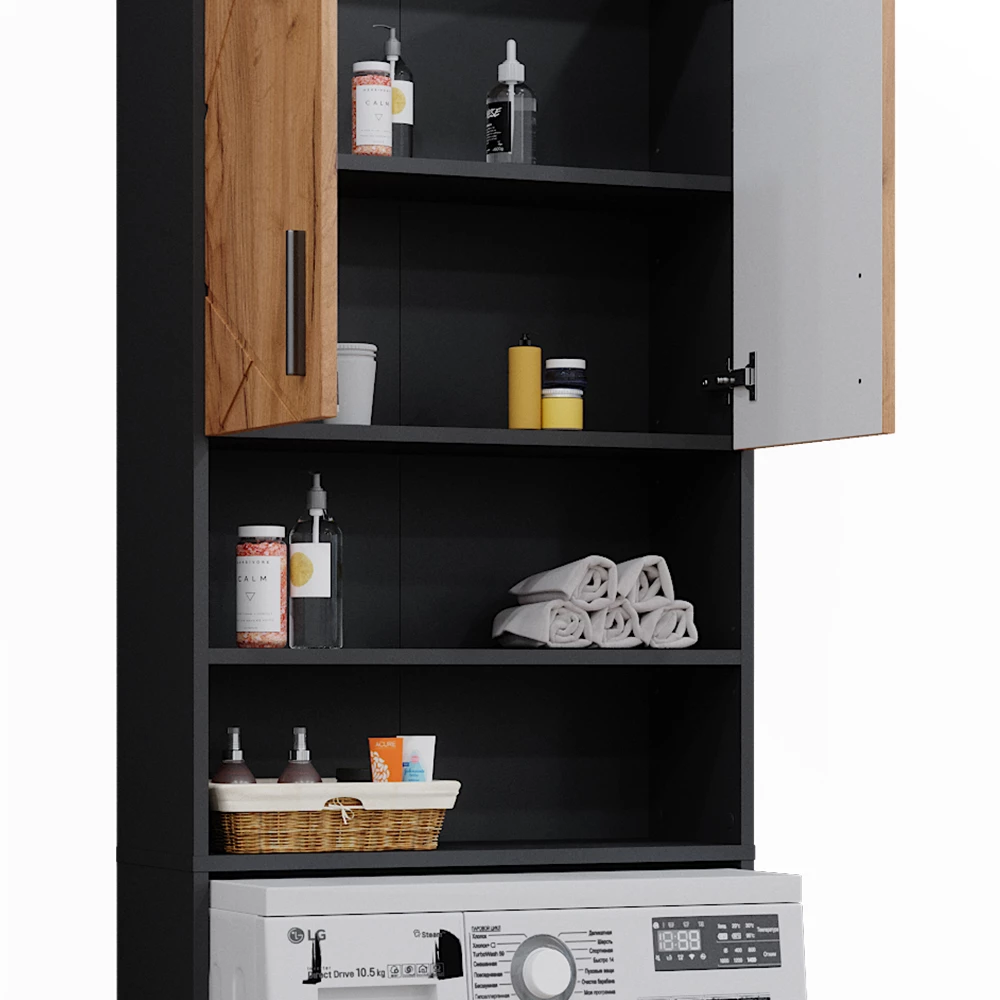 Vicco Waschmaschinenschrank Anthrazit/Goldkraft Eiche 64 x 190.5 cm, Irma