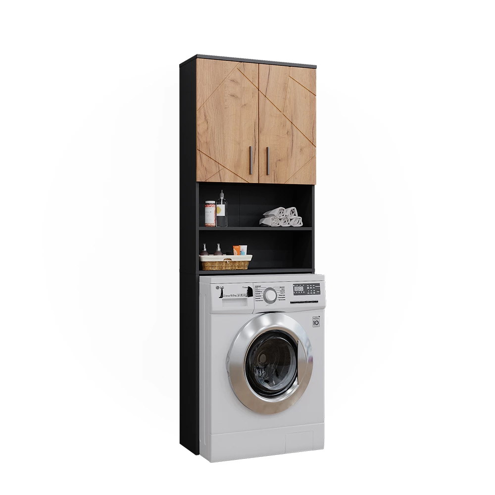 Vicco Waschmaschinenschrank Anthrazit/Goldkraft Eiche 64 x 190.5 cm, Irma