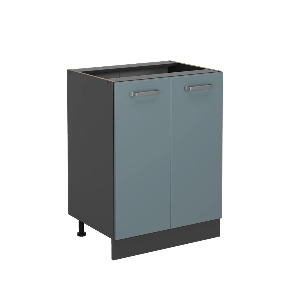 Vicco Küchenunterschrank "R-Line", Blau-Grau/Anthrazit, 60 cm ohne Arbeitsplatte