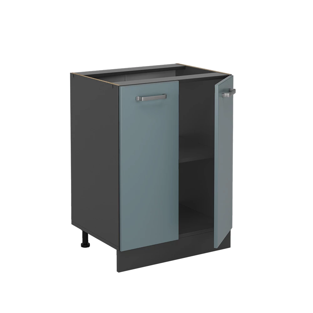 Vicco Küchenunterschrank "R-Line", Blau-Grau/Anthrazit, 60 cm ohne Arbeitsplatte