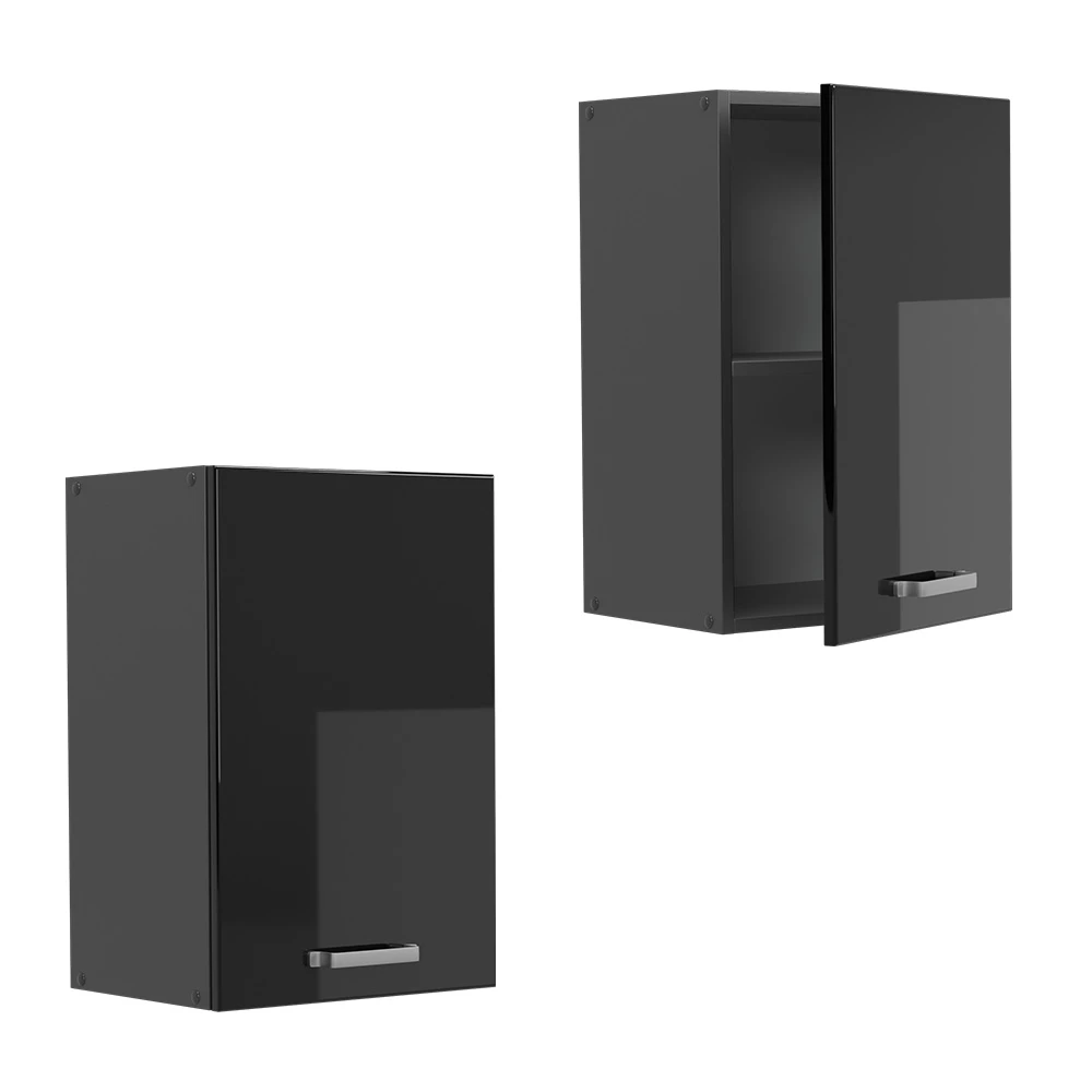 Vicco Hängeschrank R-Line, hängender Küchenschrank, Schwarz Hochglanz/Anthrazit, 40 cm