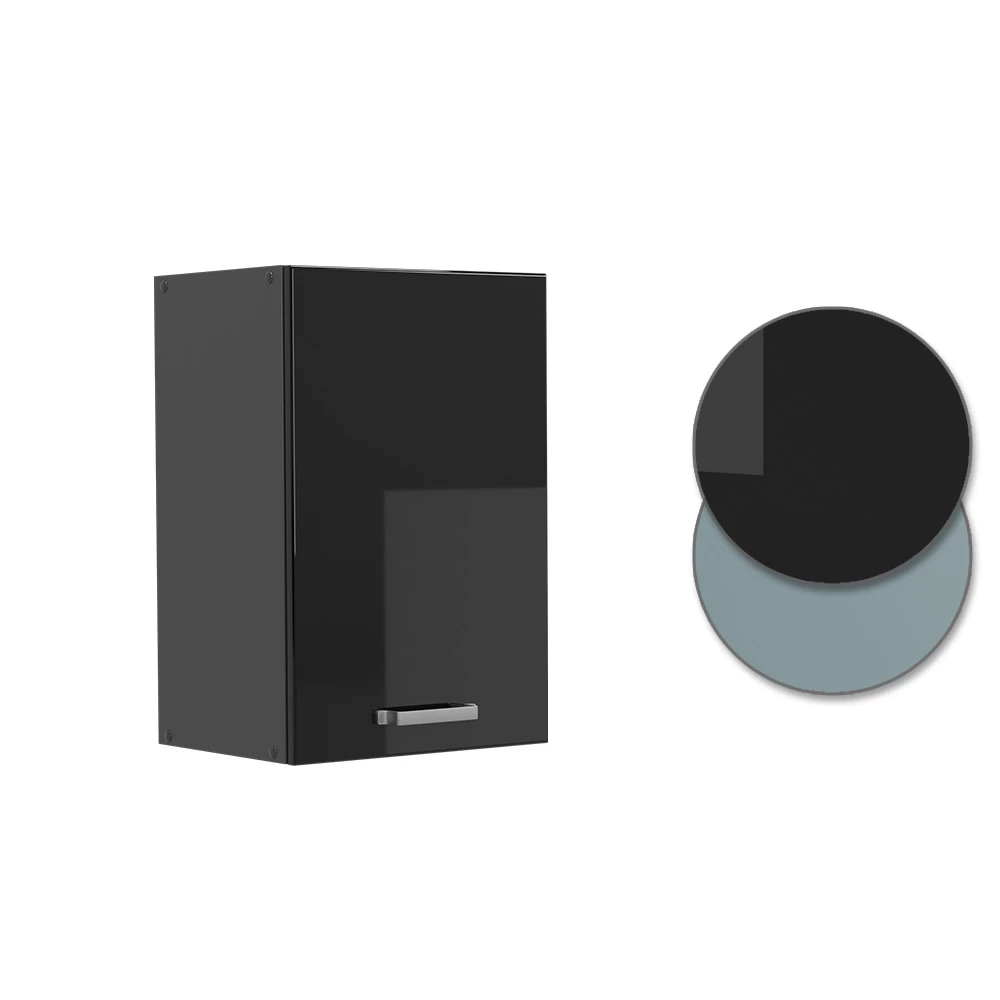 Vicco Hängeschrank R-Line, hängender Küchenschrank, Schwarz Hochglanz/Anthrazit, 40 cm