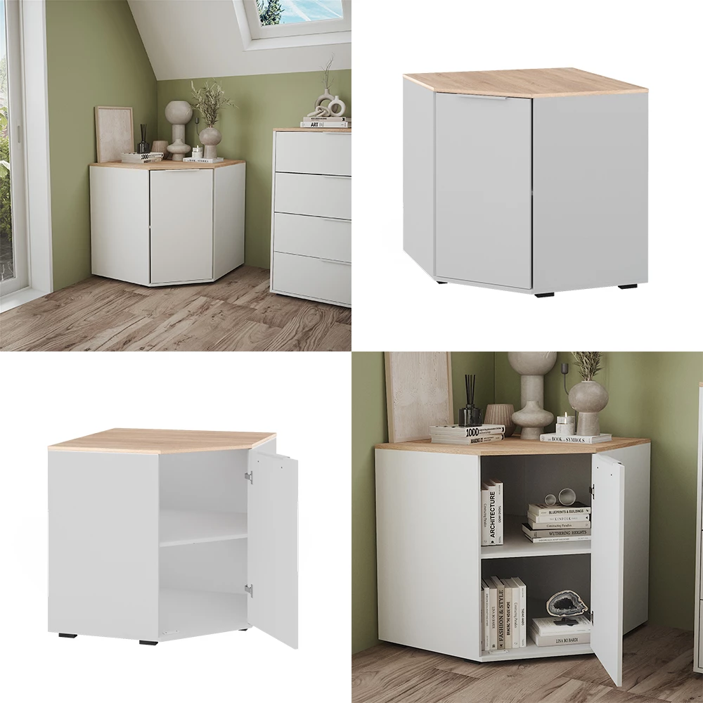 Kommode Betti Weiß/Sonoma 77.9 x 77.9 cm mit 1 Türen livinity®