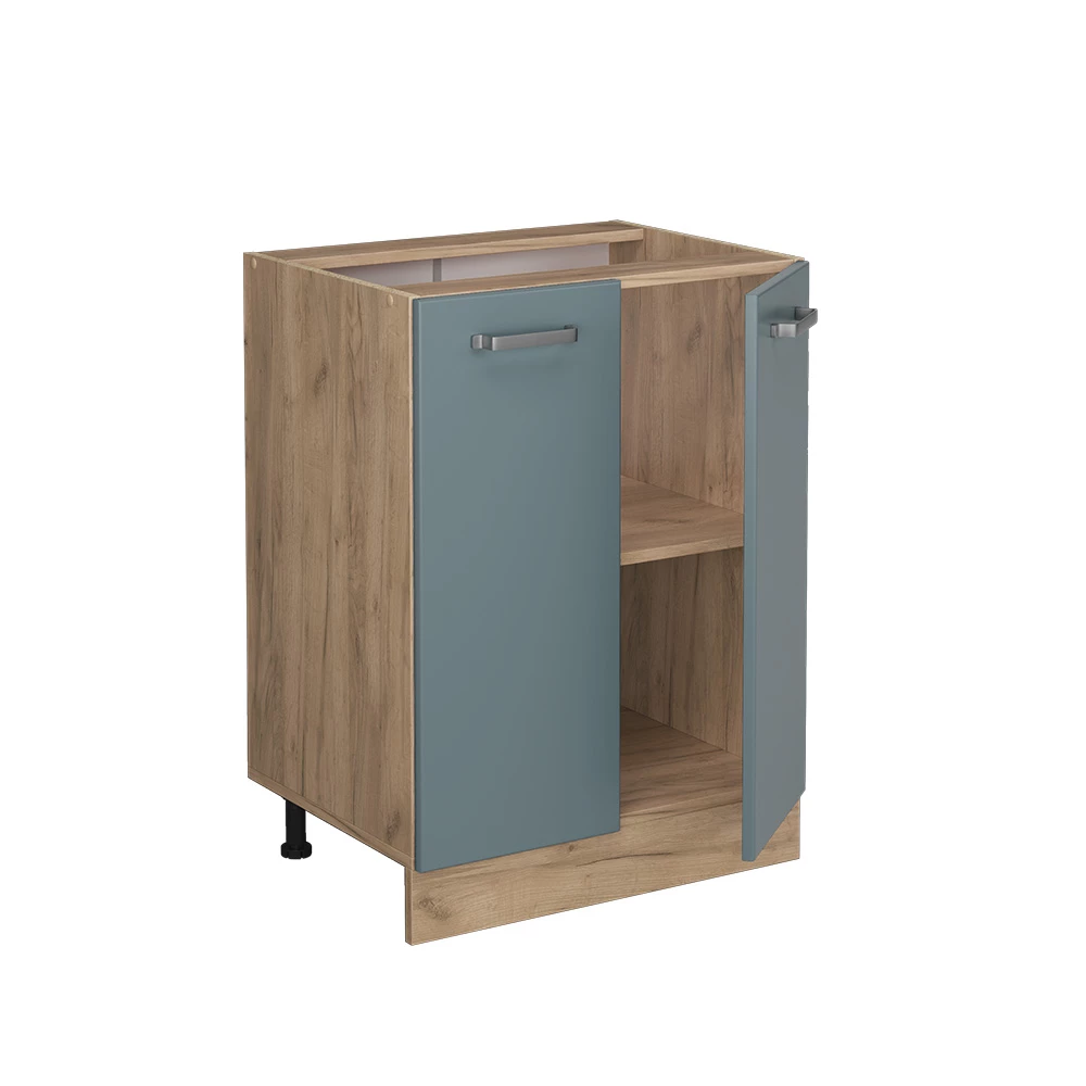 Armário baixo de cozinha Vicco "R-Line", cinza azulado/carvalho Goldkraft, 60 cm sem bancada