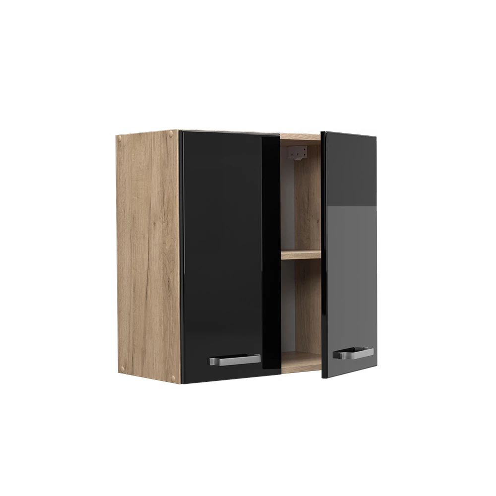 Vicco Hängeschrank "R-Line", Schwarz Hochglanz/Goldkraft Eiche, 60 cm