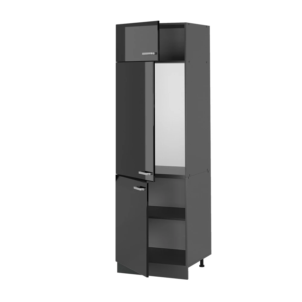 Vicco Hűtőszekrény házszekrény "R-Line", Fekete magasfényű/Antracit, 60 cm