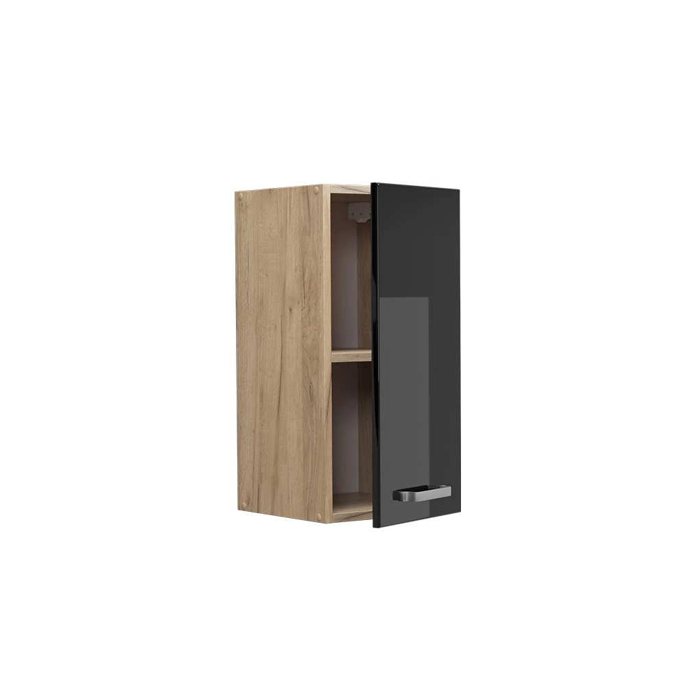 Vicco Hängeschrank "R-Line", Schwarz Hochglanz/Goldkraft Eiche, 30 cm