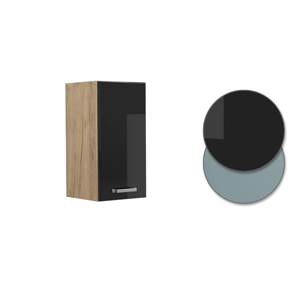 Vicco Hängeschrank "R-Line", Schwarz Hochglanz/Goldkraft Eiche, 30 cm