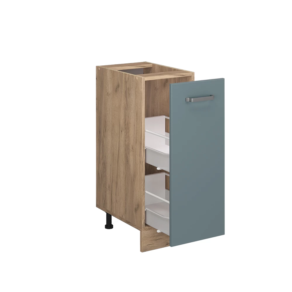 Vicco Apothekerschrank "R-Line", Blau-Grau/Goldkraft Eiche, 30 cm ohne Arbeitsplatte