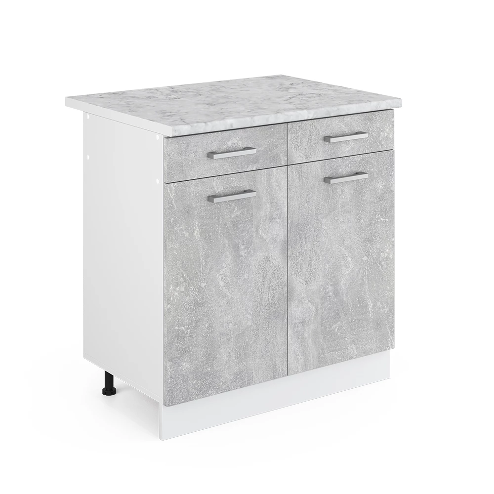 Unterschrank in Beton auf weißem Hintergrund