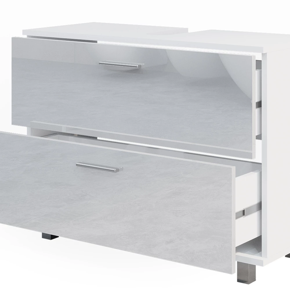 Vicco Waschbeckenunterschrank "Ilias", Weiß Hochglanz, 80.2 x 60.8 cm