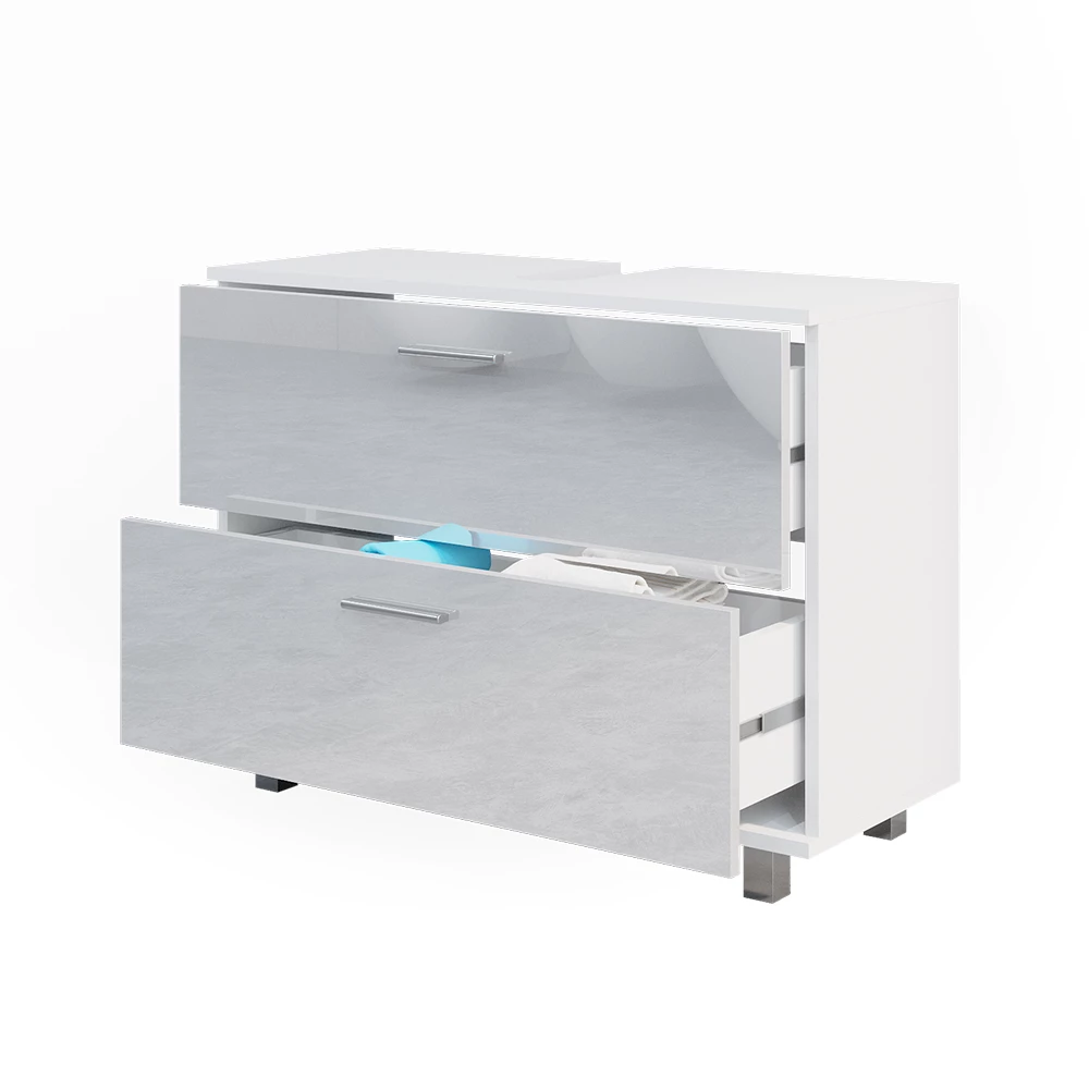 Vicco Waschbeckenunterschrank "Ilias", Weiß Hochglanz, 80.2 x 60.8 cm