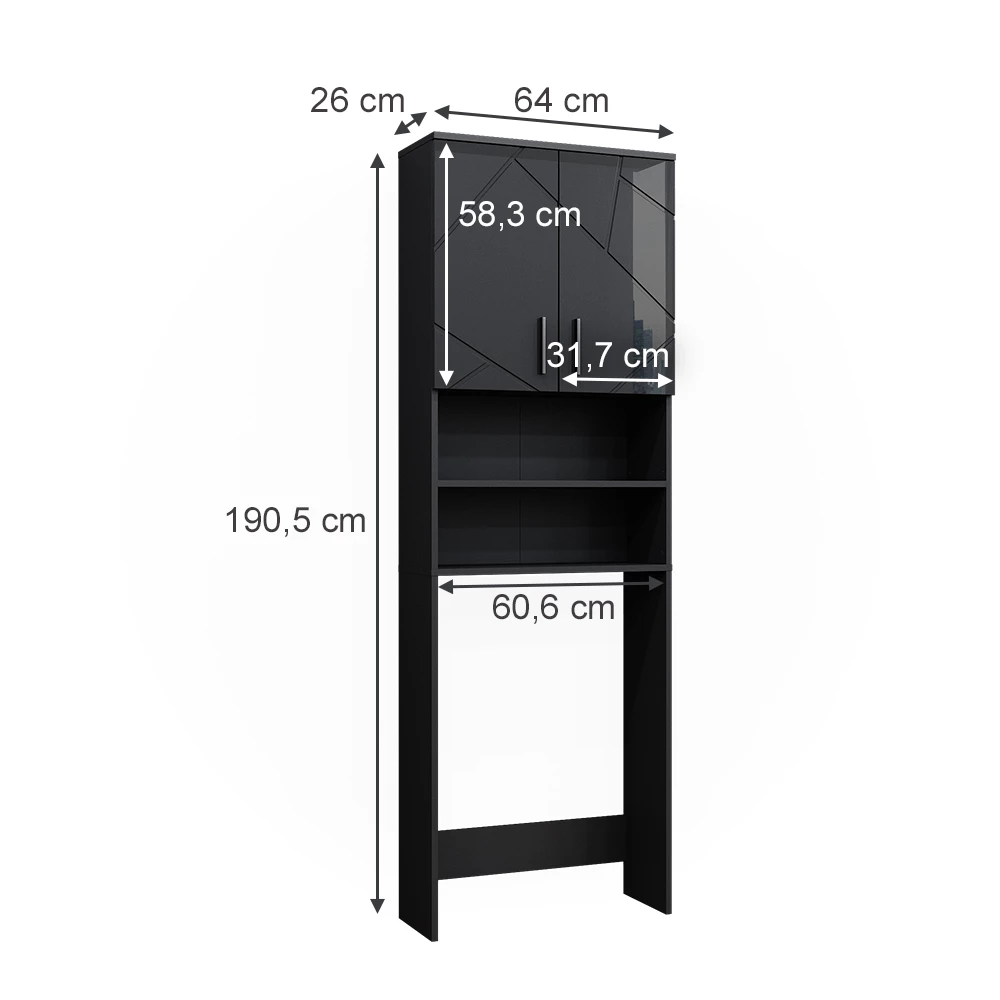 livinity® Waschmaschinenschrank Anthrazit 64 x 190.5 cm, Irma