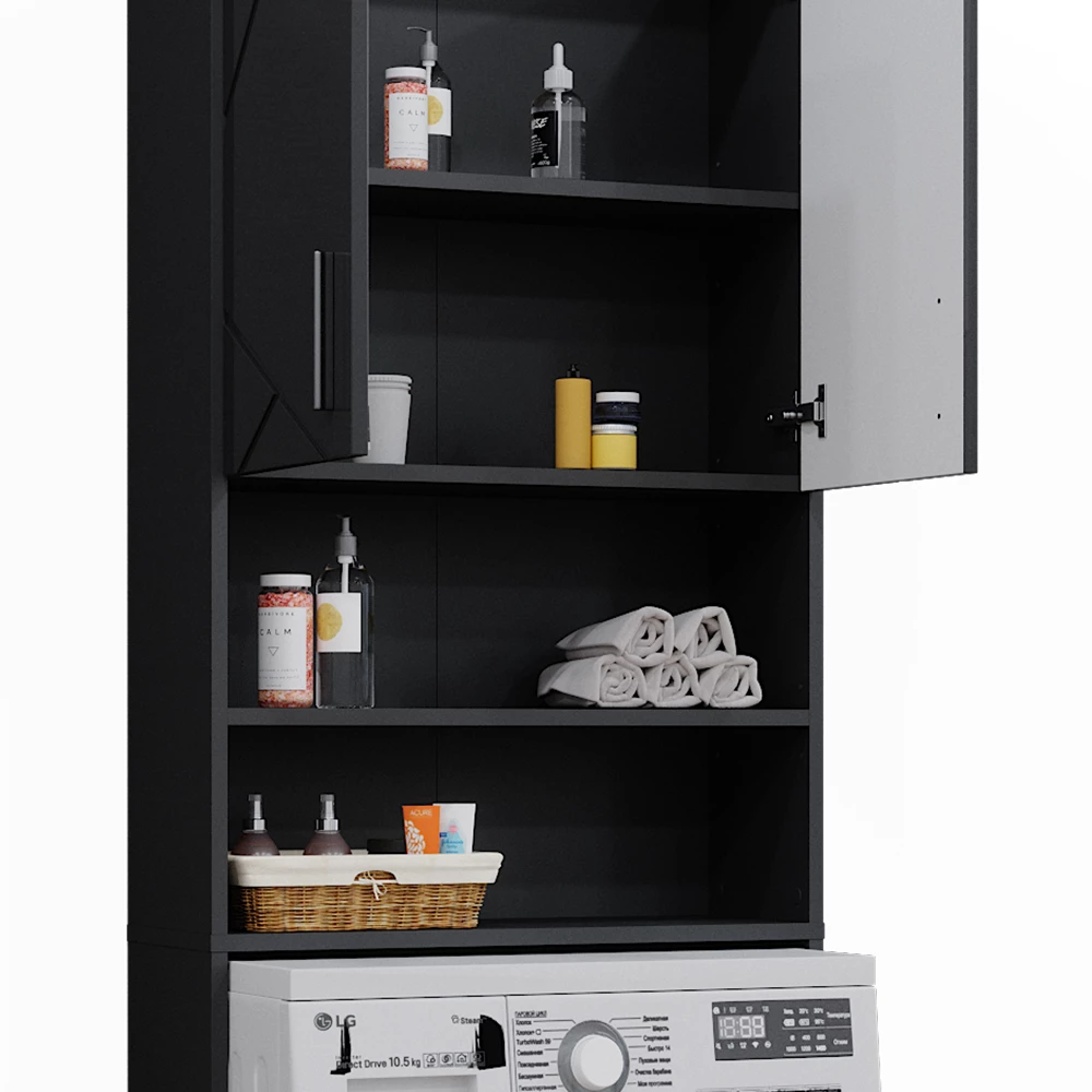 livinity® Waschmaschinenschrank Anthrazit 64 x 190.5 cm, Irma