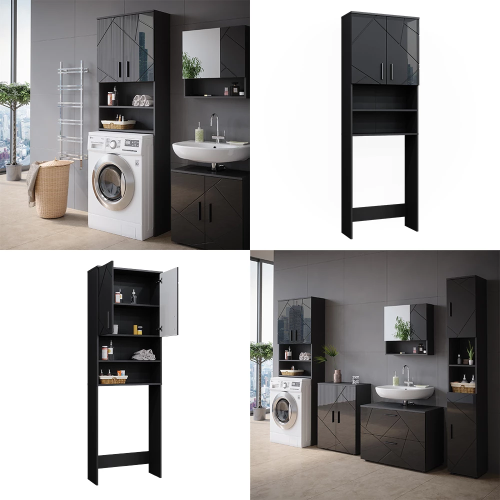livinity® Waschmaschinenschrank Anthrazit 64 x 190.5 cm, Irma