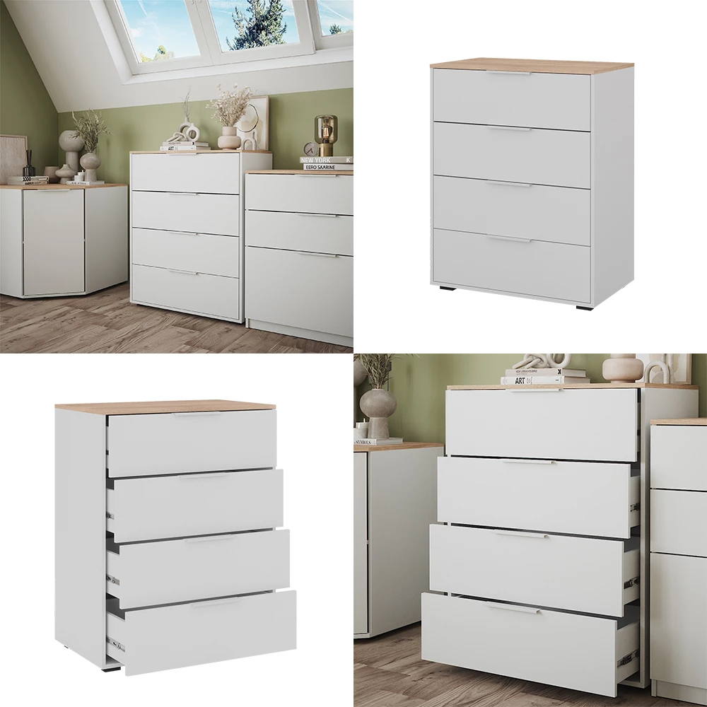 Kommode Betti Weiß/Sonoma 30 x 83.6 cm mit  4x Schublade livinity®