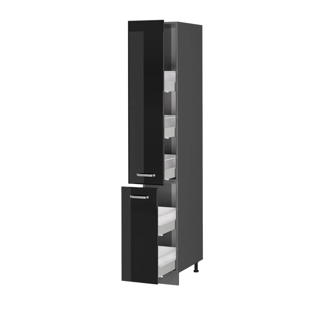 Vicco Apothekerschrank "R-Line", Schwarz Hochglanz/Anthrazit, 30 cm